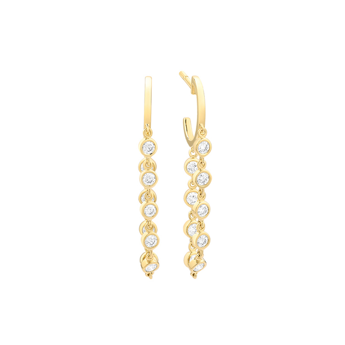 14K Yellow Gold Diamond Dangle Loop Earrings - Josephs Jewelers
