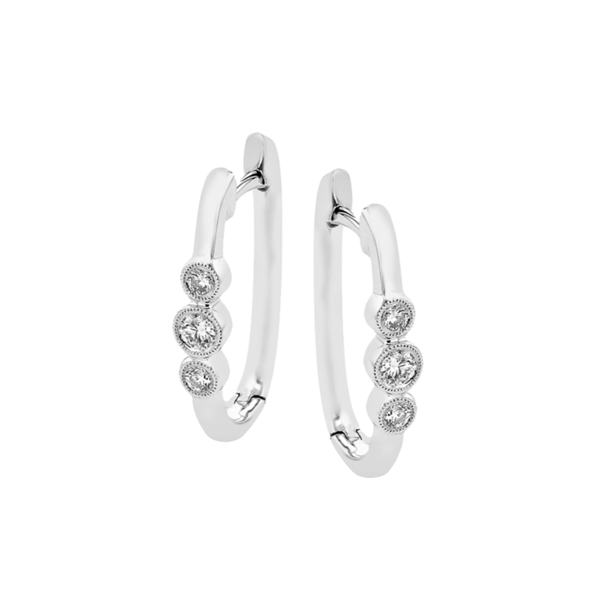 18K White Gold 0.20 Carat Diamond Hoop Earrings