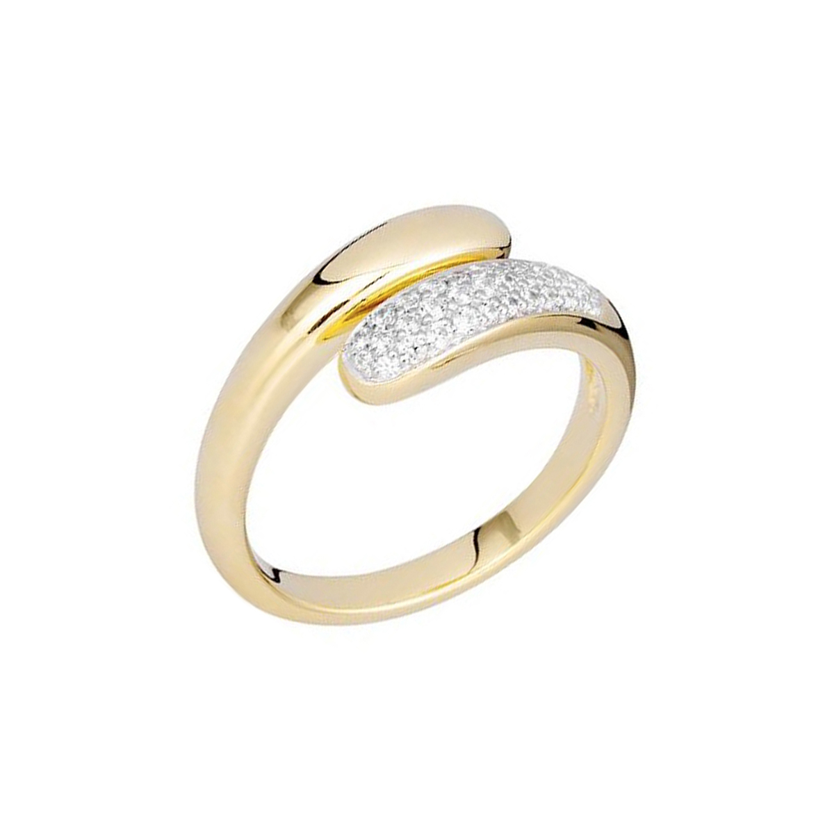 14K Two-Tone Diamond Swirl Ring