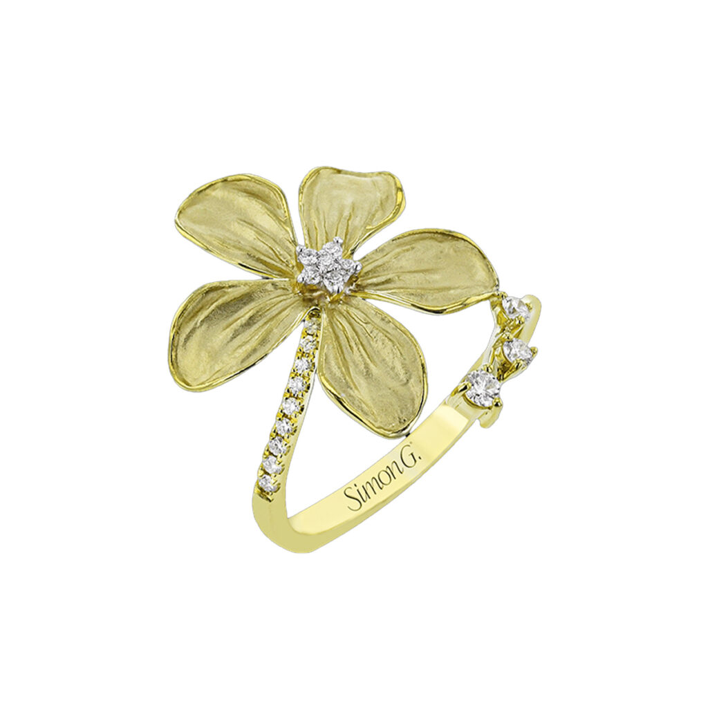 18K Yellow Gold Diamond Flower Wrap Ring - Josephs Jewelers