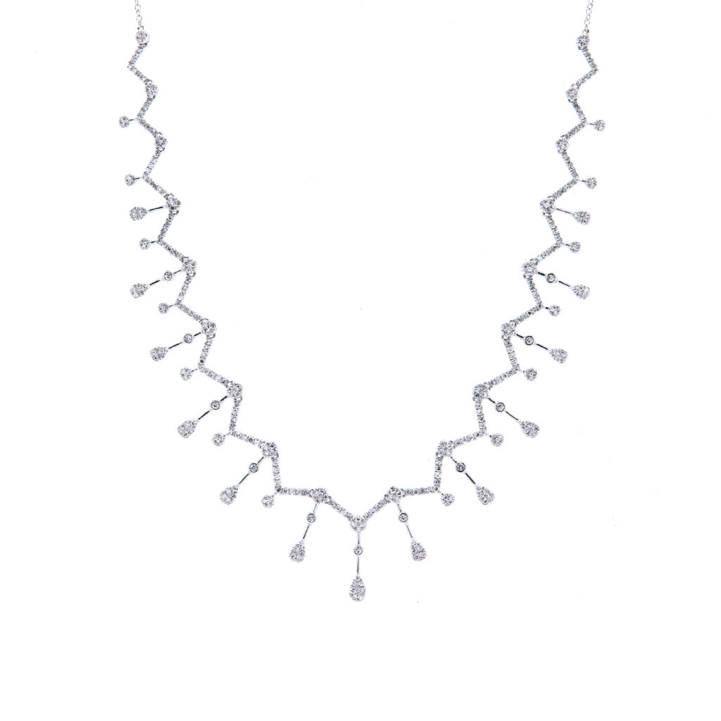 14K White Gold Diamond Burst Necklace