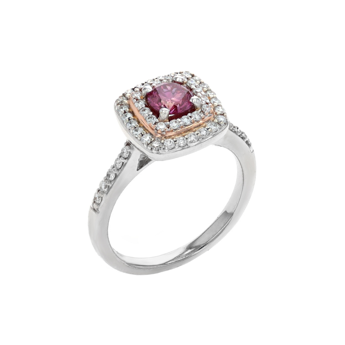 Estate 14K Two-Tone Pink Diamond Ring