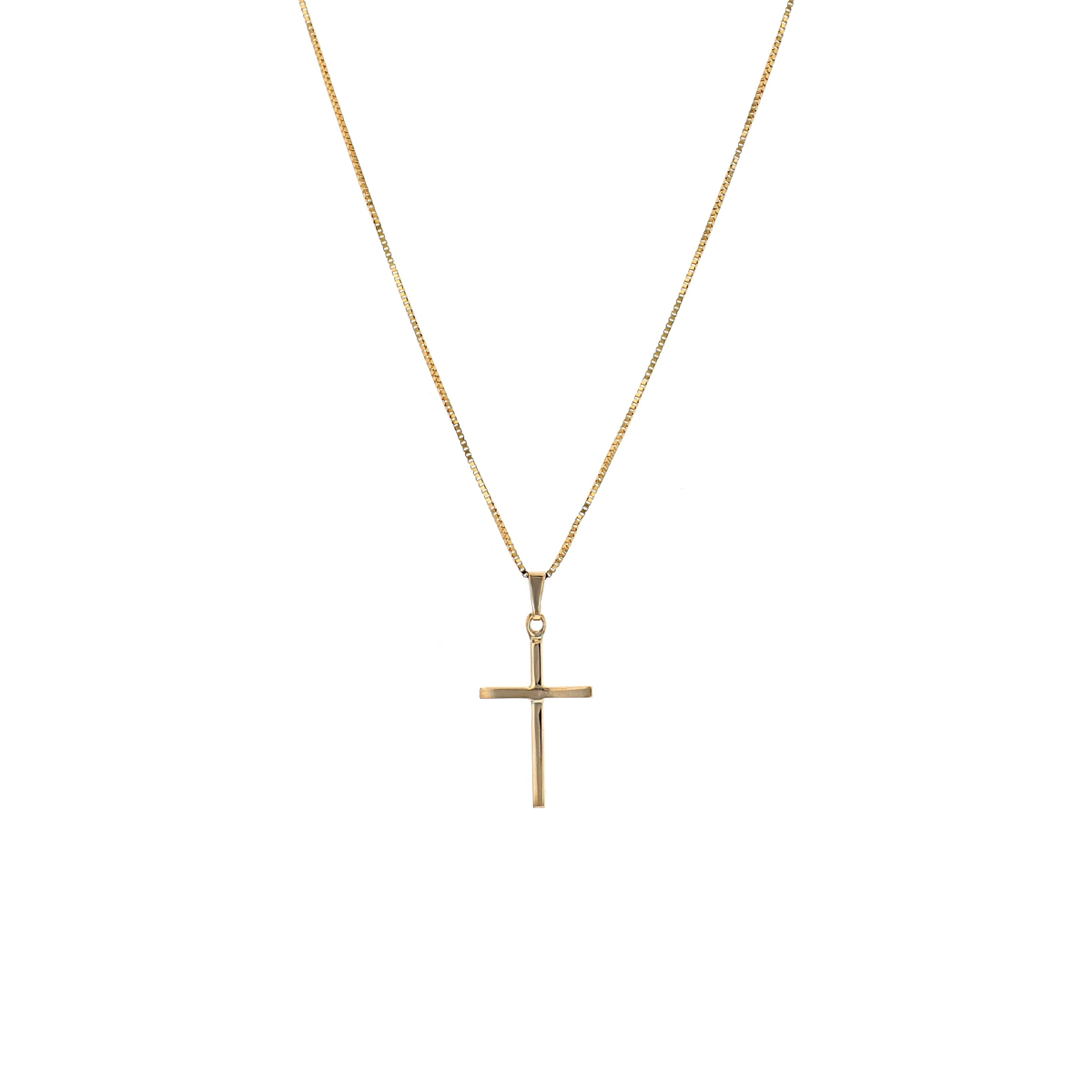 14K Yellow Gold Cross Pendant with Chain