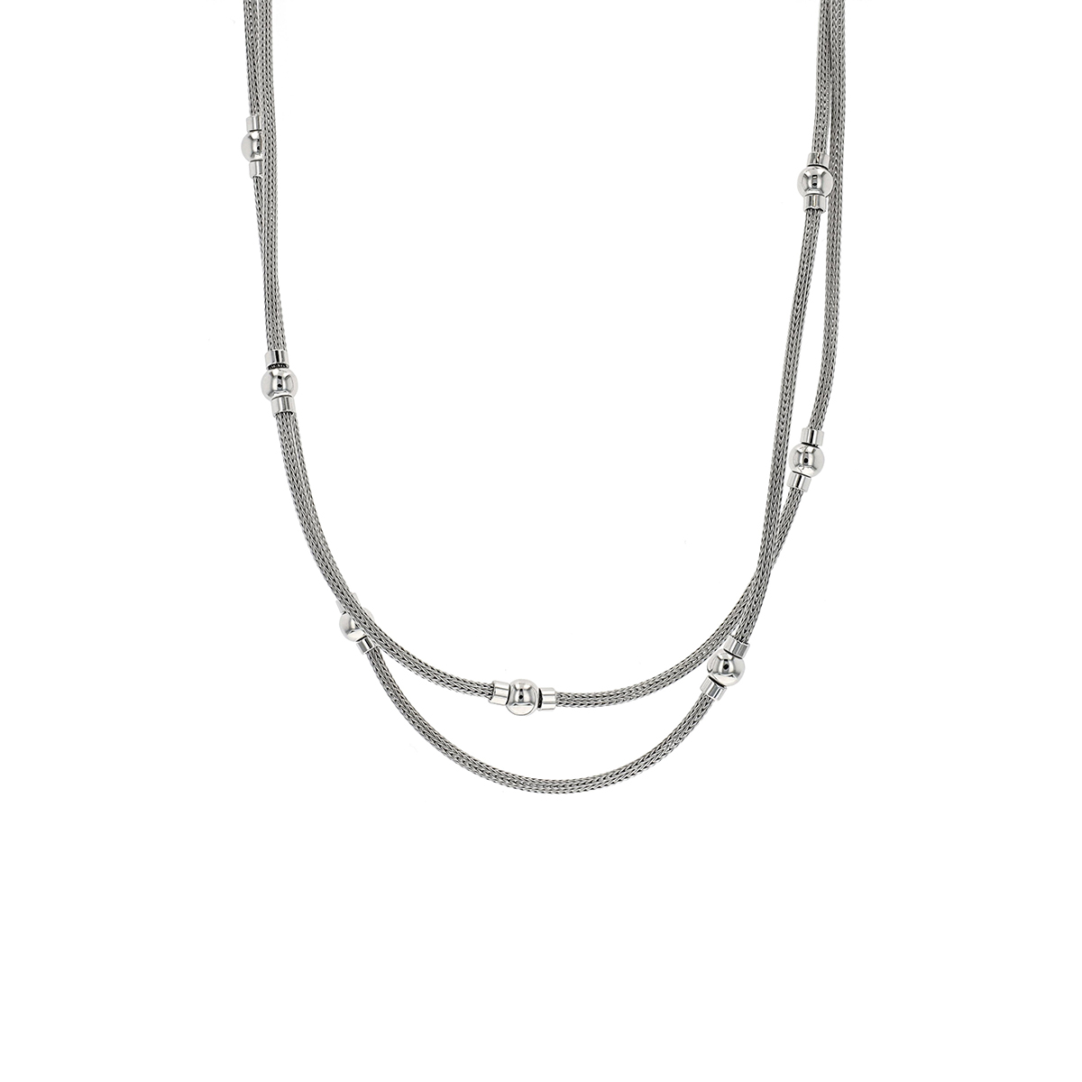 Sterling Silver Mesh Beaded Necklace
