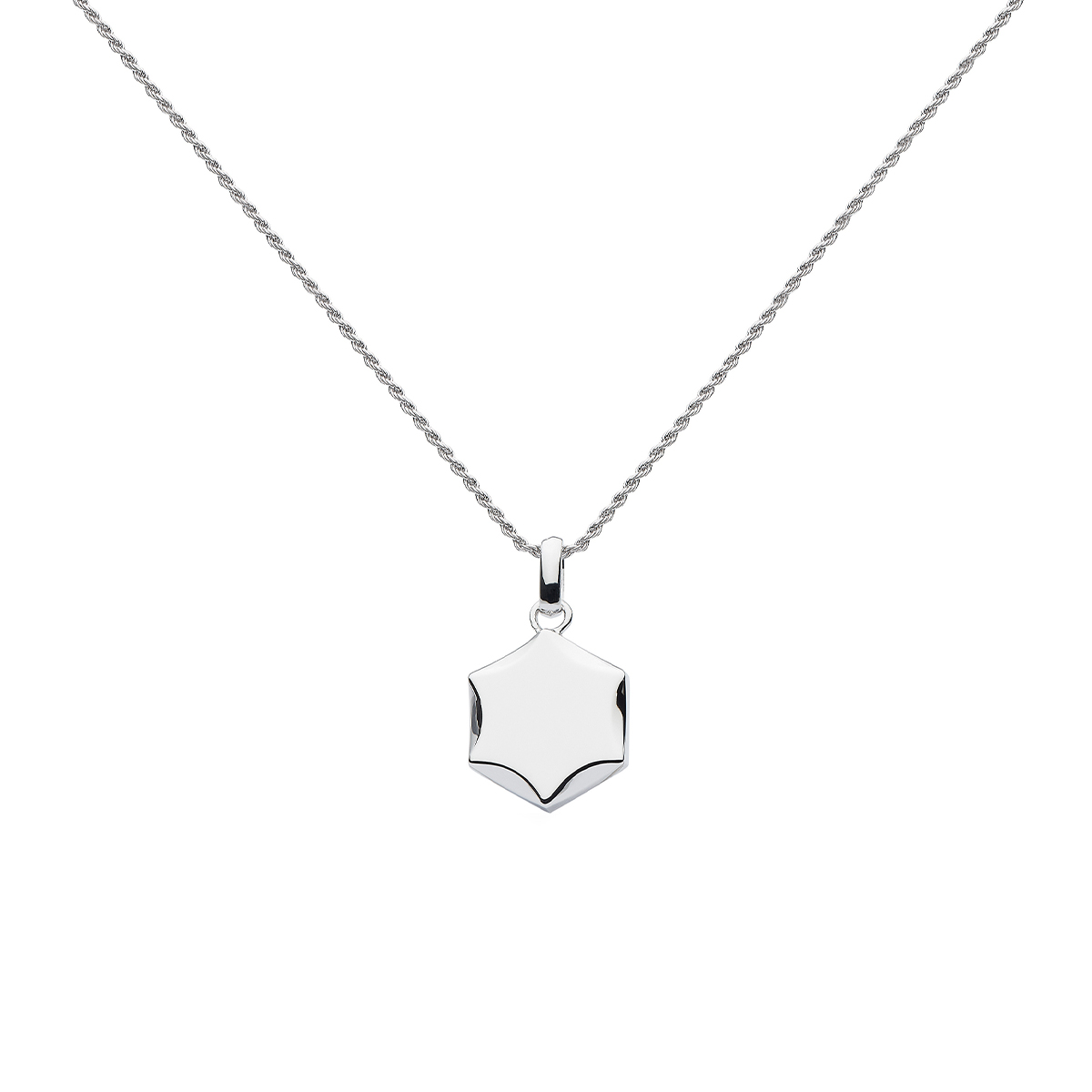 Sterling Silver Revival Hexagon Pendant with Chain
