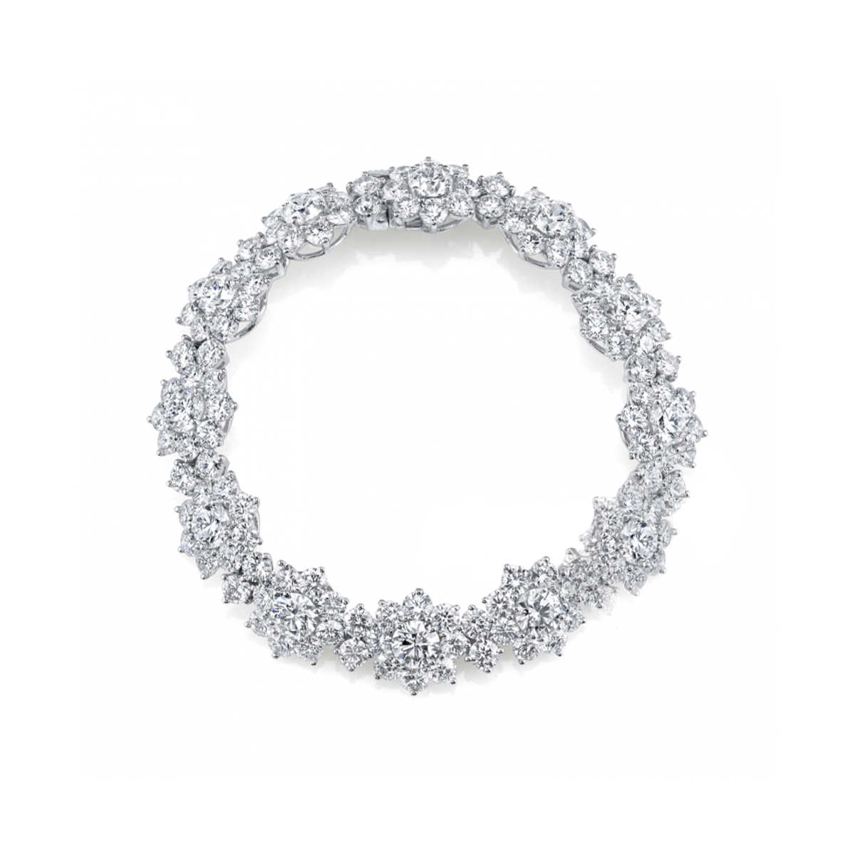 Platinum 24.50 Carat Diamond Floral Bracelet