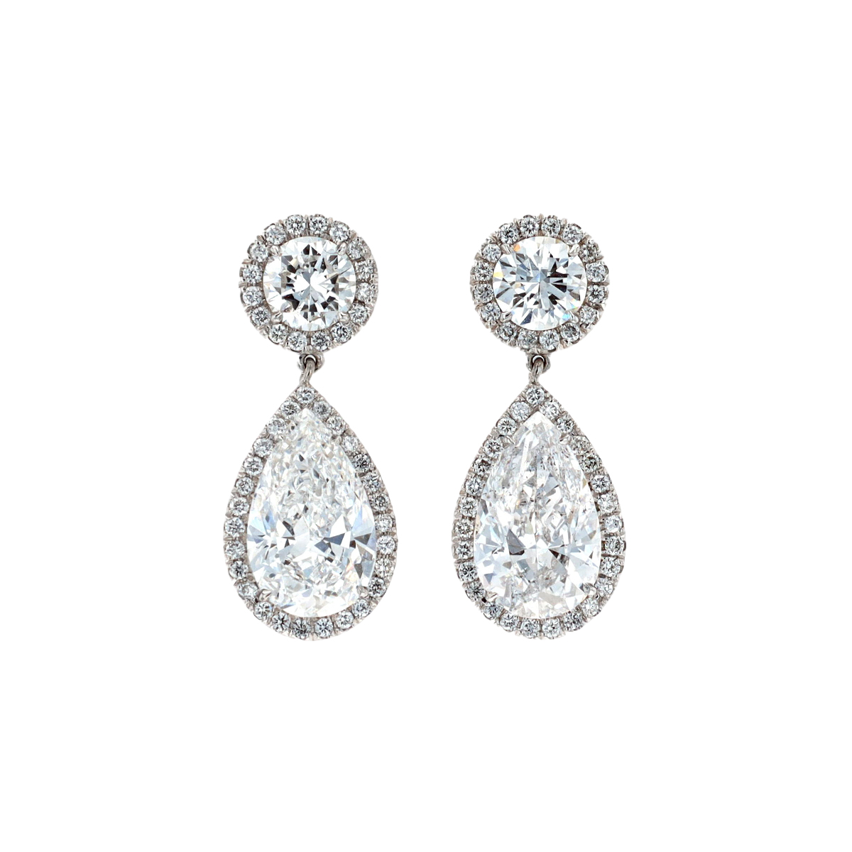 Platinum 4.07 Carat Pear Diamond Dangle Earrings