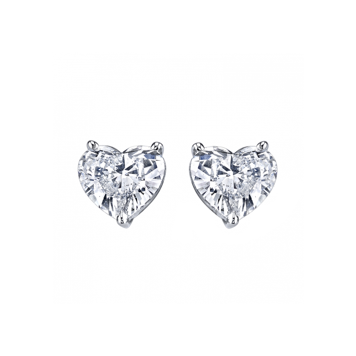 18K White Gold 4.01 Carat Heart Diamond Earrings