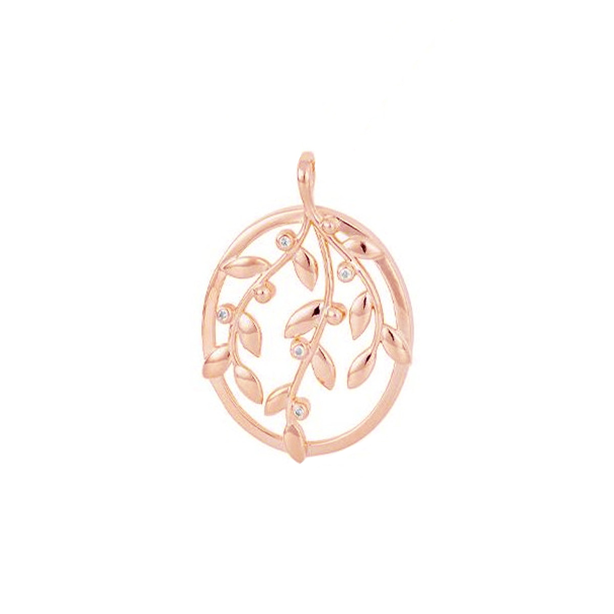 14K Rose Gold Diamond Leaf Pendant