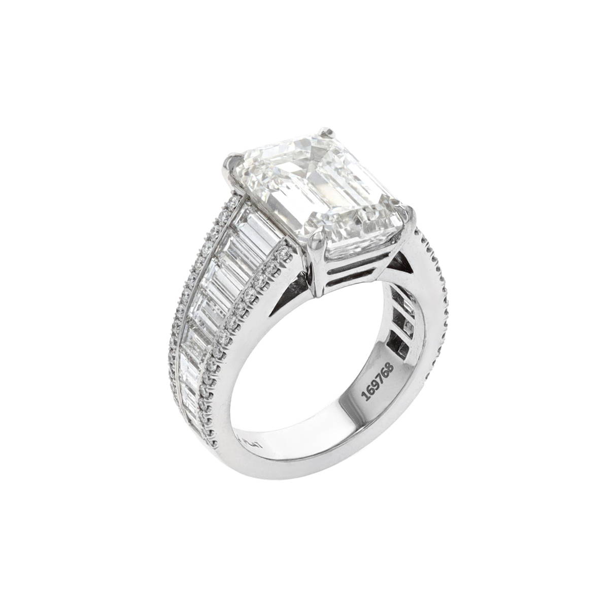 Platinum 7.02 Carat Emerald-Cut Diamond Ring