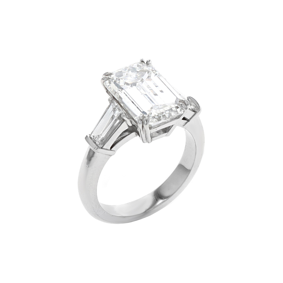 Platinum 6.30 Carat Emerald-Cut Diamond Ring