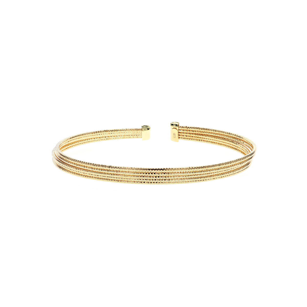 14K Yellow Gold 5-Row Sparkle Bangle Bracelet