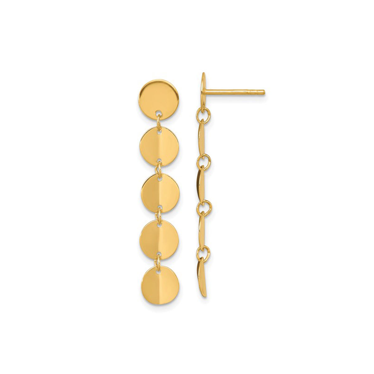14K Yellow Gold 5-Circle Drop Earrings