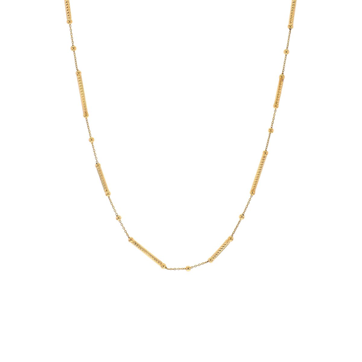 14K Yellow Gold 18-Inch Beads & Bars Necklace