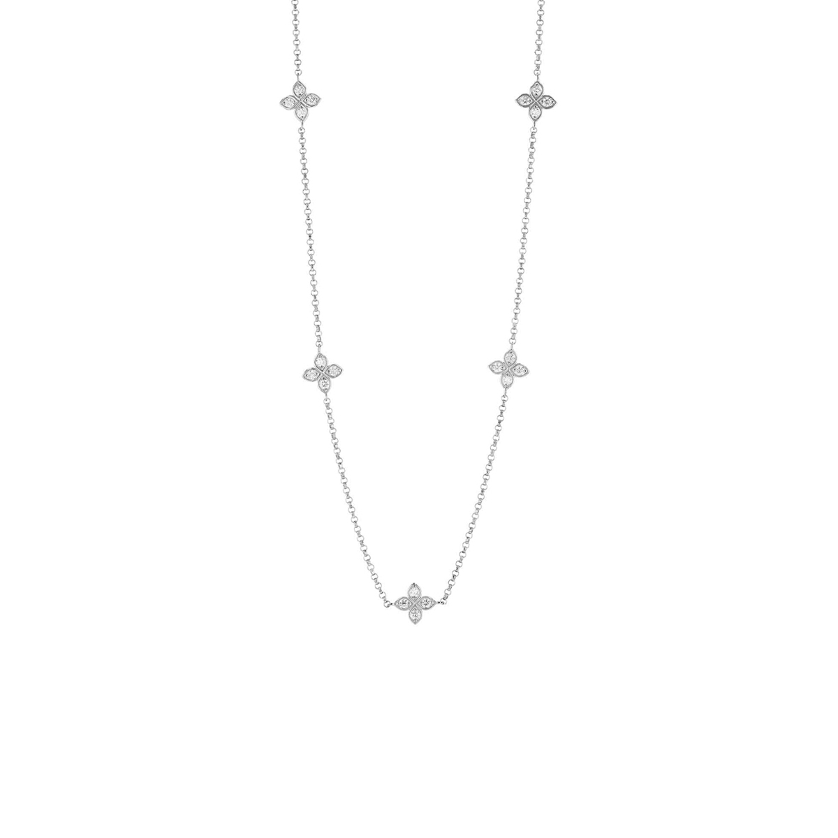 18K White Gold Diamond Love By The Inch Station Necklace