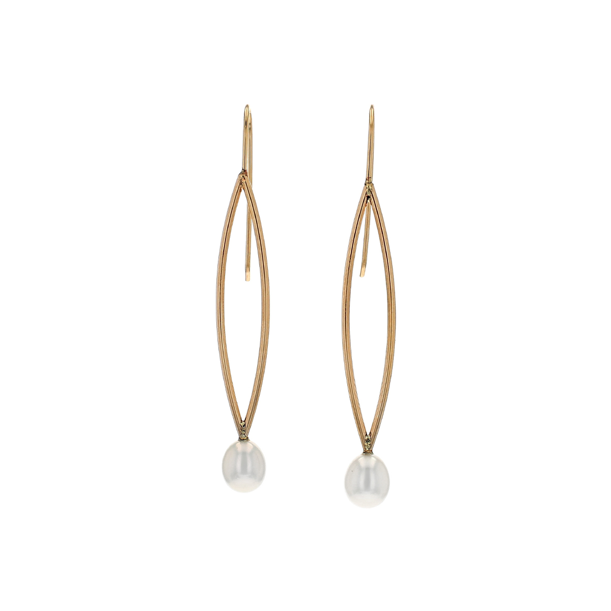 Gold Filled Sterling Silver Pearl Dangle Earrings