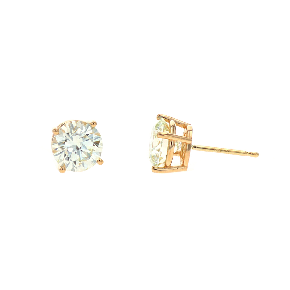 14K Yellow Gold 2.40 Carat Diamond L VS2 Earrings