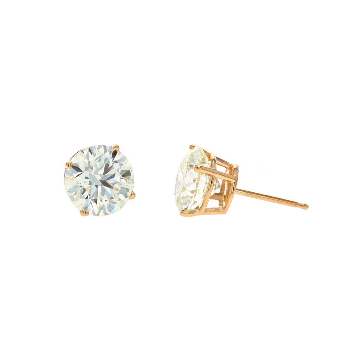 14K Yellow Gold 4.01 Carat L VS2 Diamond Earrings