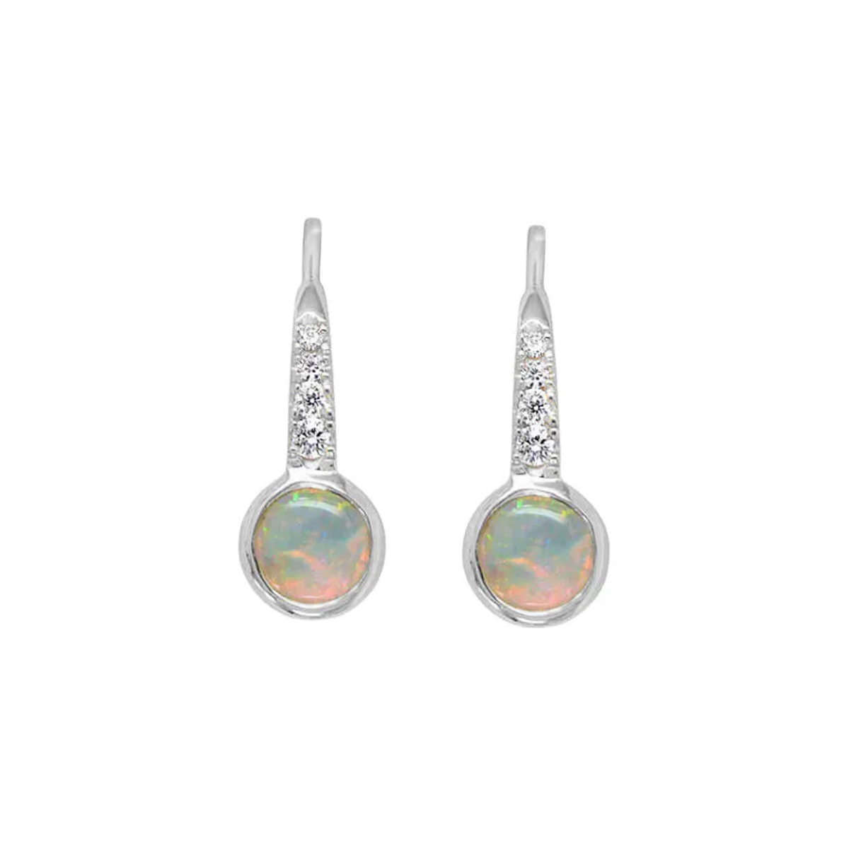 14K White Gold Opal and Diamond Earrings