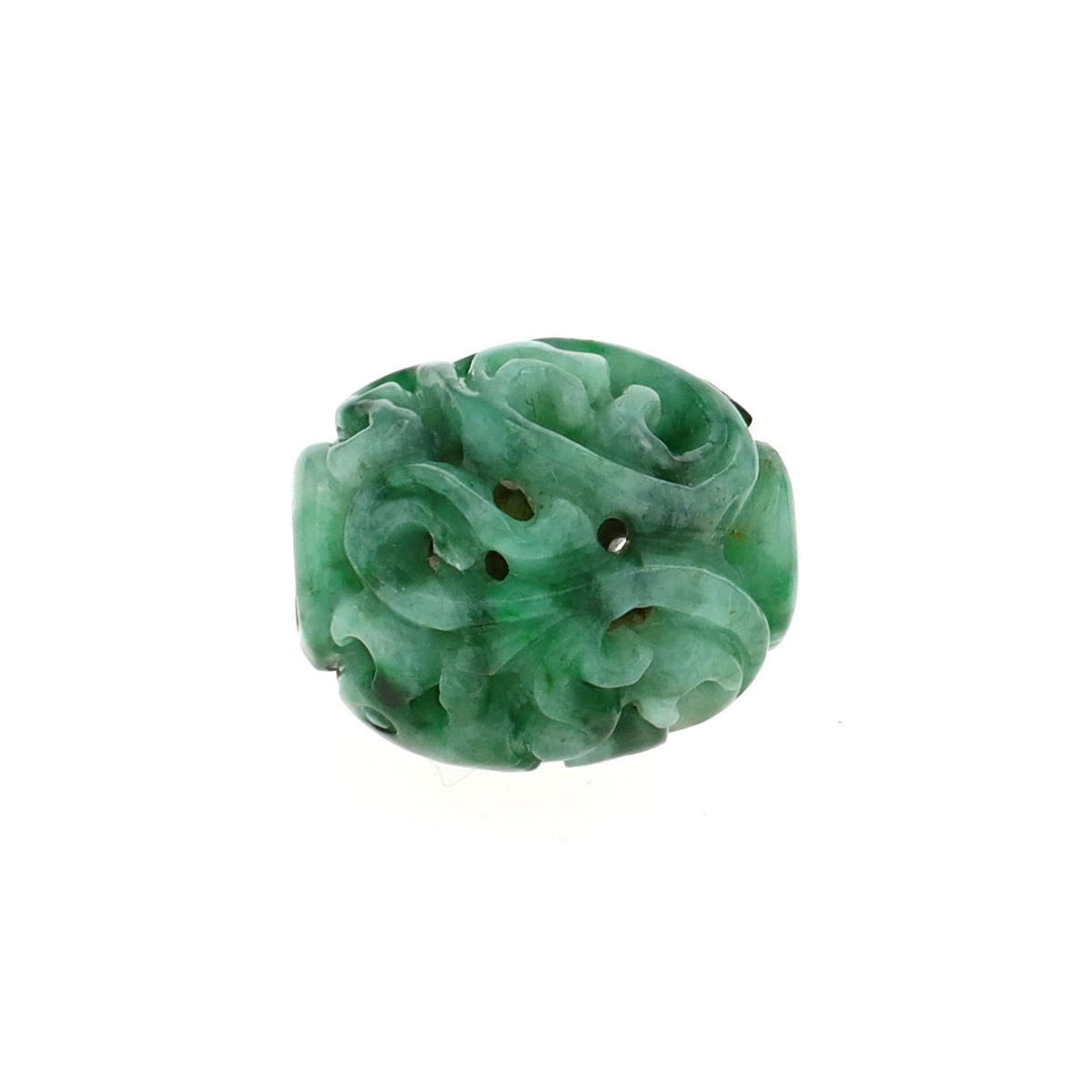 Green Jade Carved Bead Pendant