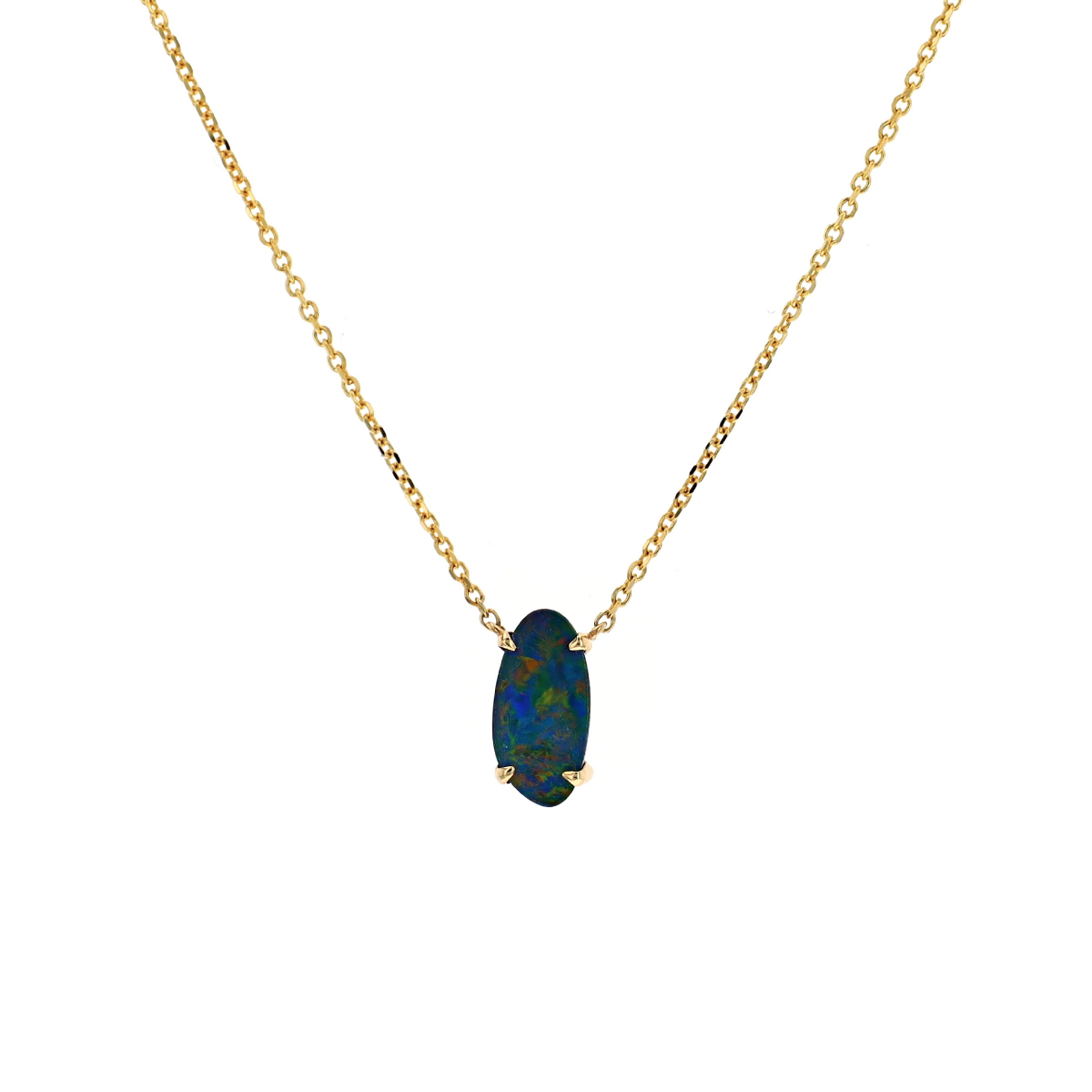 14K Yellow Gold Opal Doublet Necklace