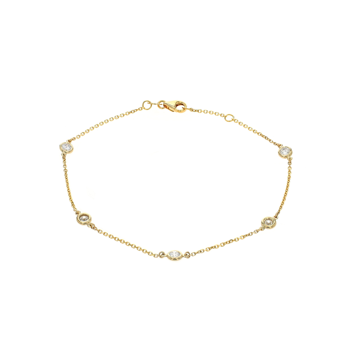 14K Yellow Gold 0.50 Carat Diamond Station Bracelet