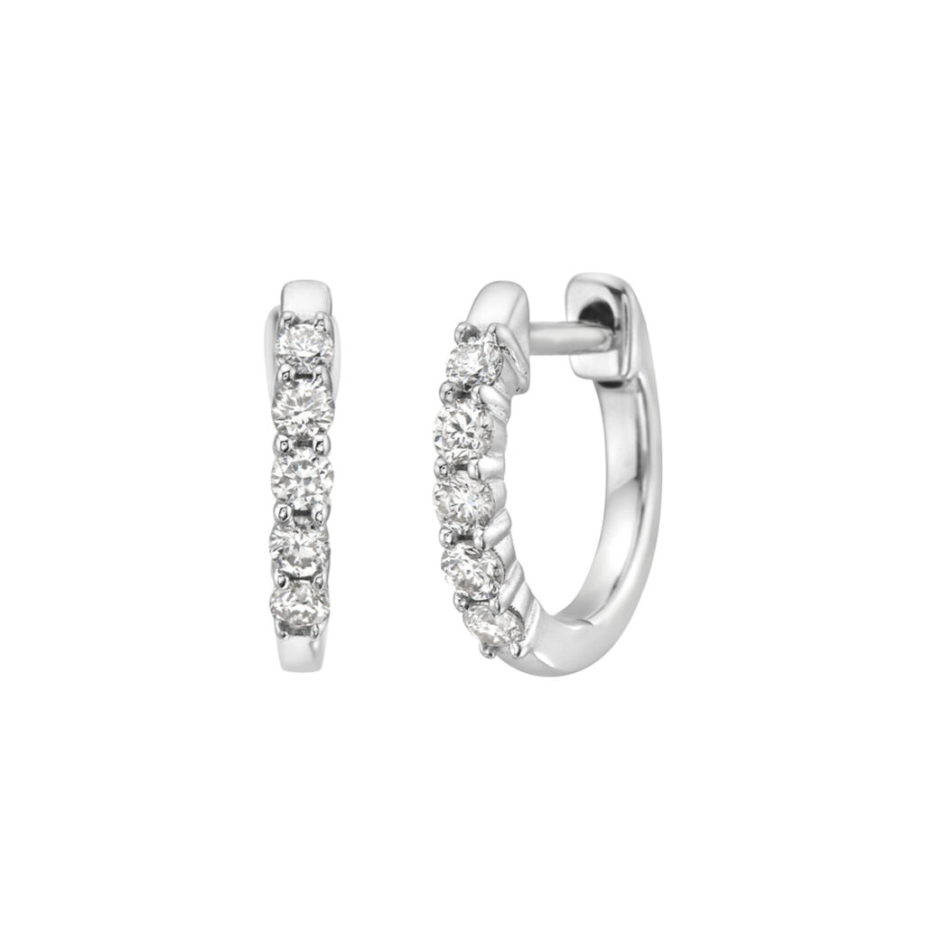 14K White Gold 0.25 Carat Diamond Huggie Hoop Earrings - Josephs Jewelers