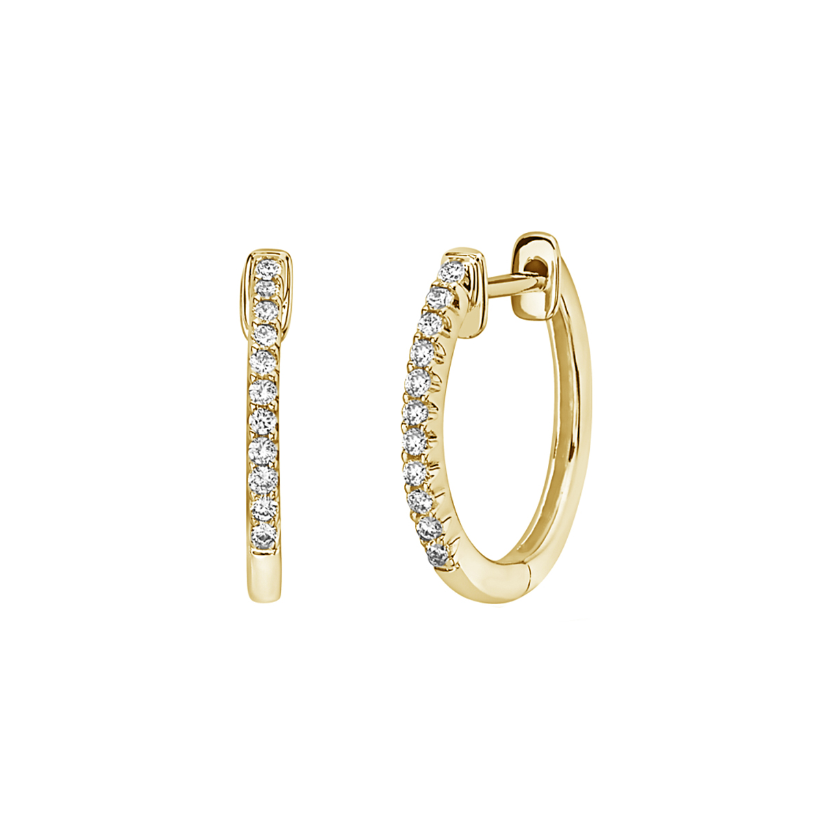 14K Yellow Gold 0.15 Carat Diamond Hoop Earrings