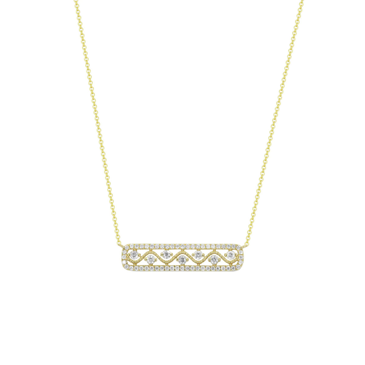 14K Yellow Gold Fancy Diamond Bar Necklace