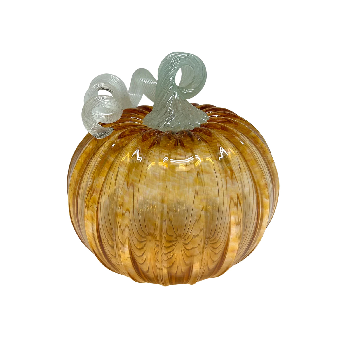 Mariposa - Large Amber & Teal Glass Pumpkin