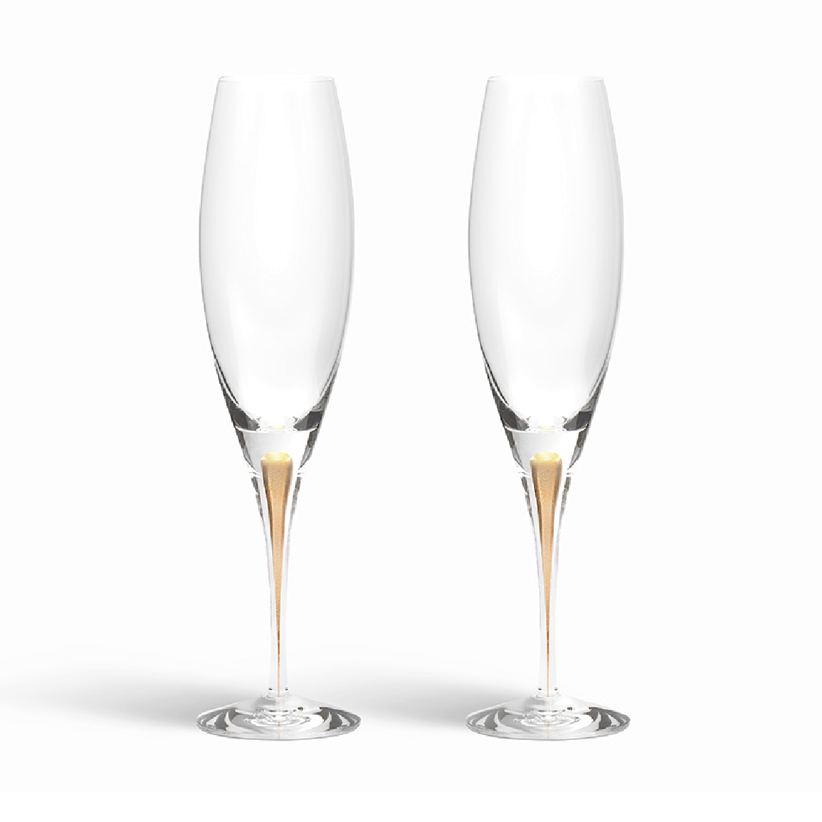 Orrefors - Intermezzo Gold Champagne Flute Pair