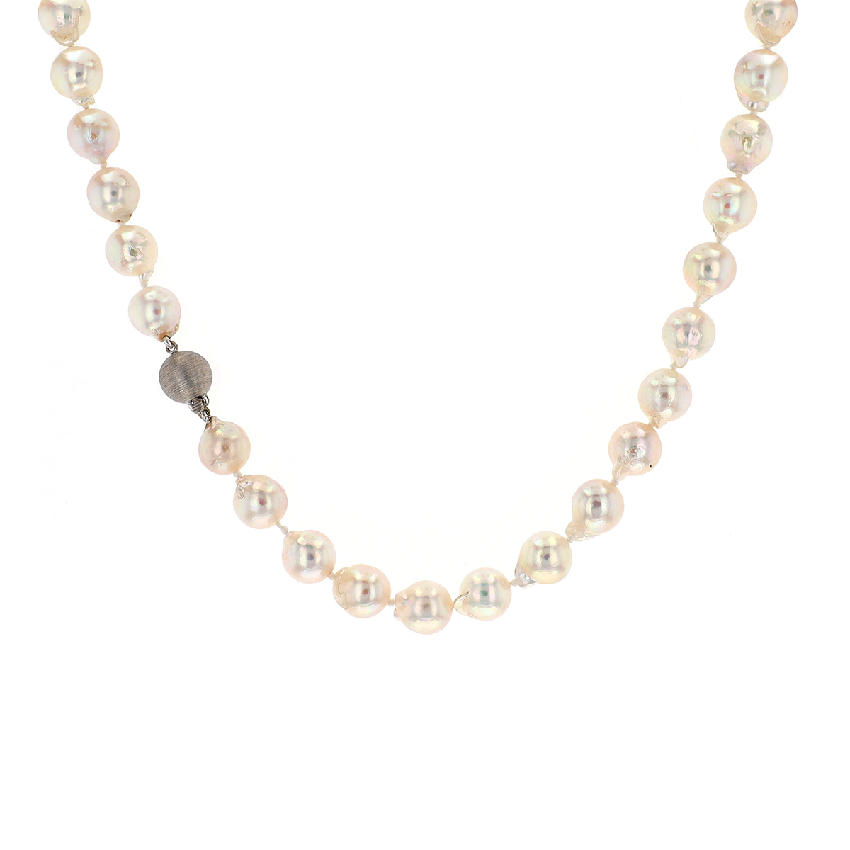 Sterling Silver Baroque Akoya Pearl Necklace
