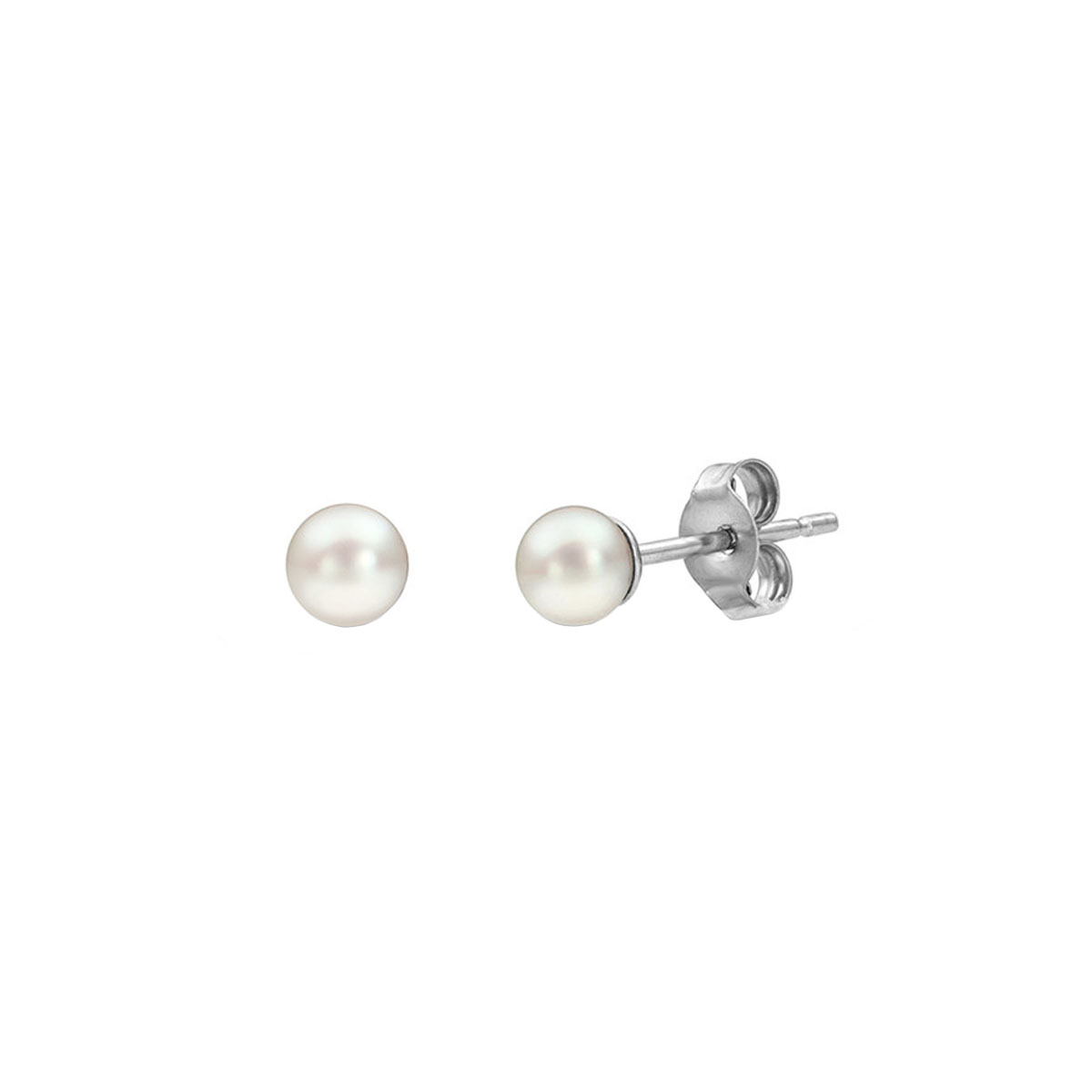 14K White Gold 3-3.5 mm Akoya Pearl Stud Earrings