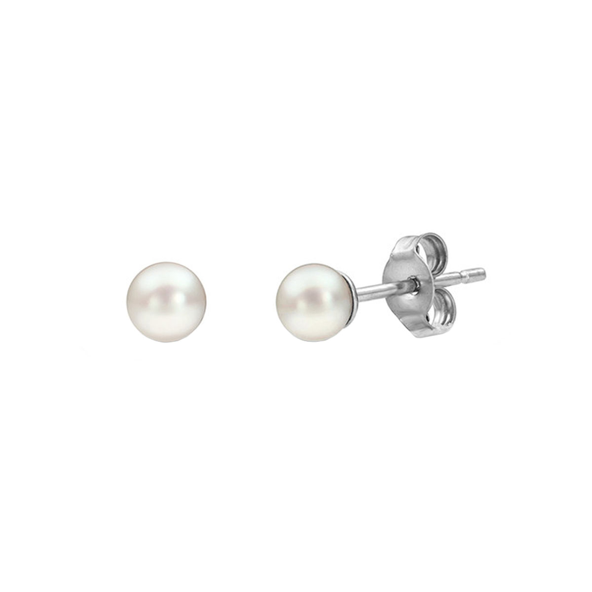 14K White Gold 3.5-4 mm Akoya Pearl Stud Earrings