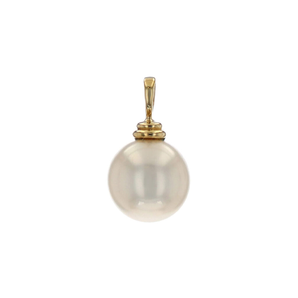 14K Yellow Gold 9.5-10 mm White Freshwater Pearl Pendant