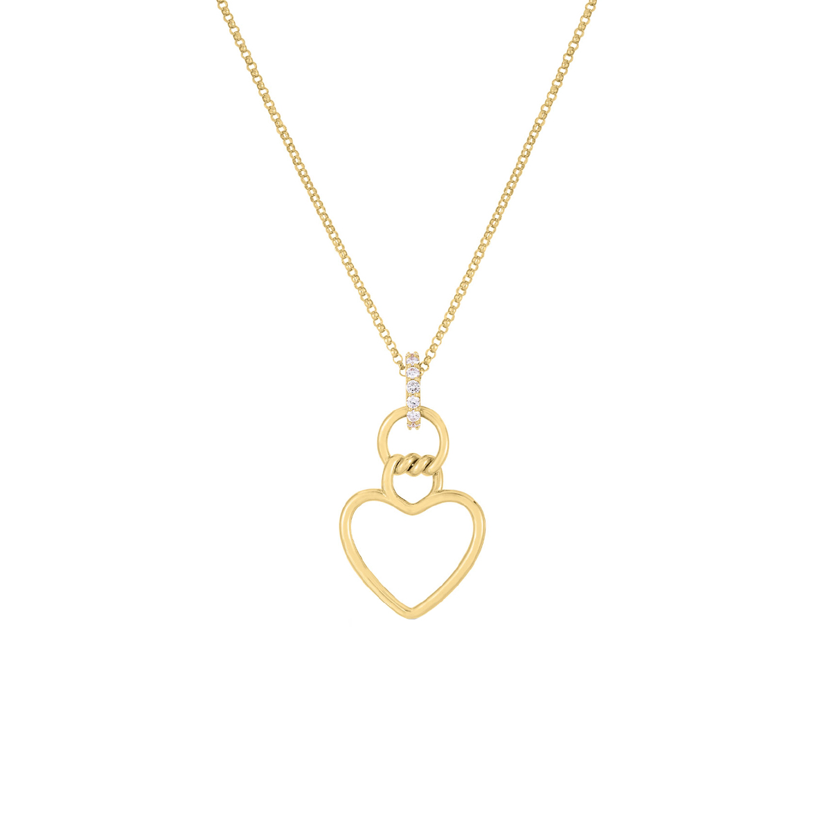 18K Yellow Gold Diamond Cialoma Heart Pendant with Chain