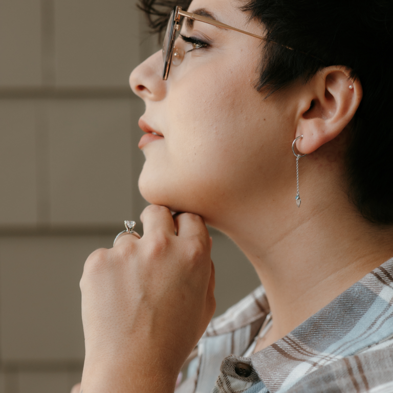Sterling Silver Hoop Earrings with Blue Topaz Dangles