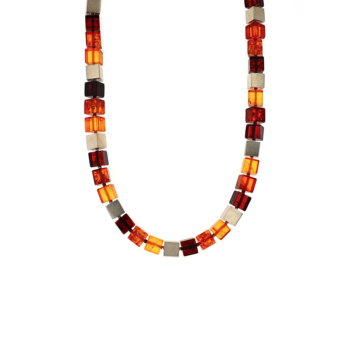 Sterling Silver Tri-Color Amber Necklace