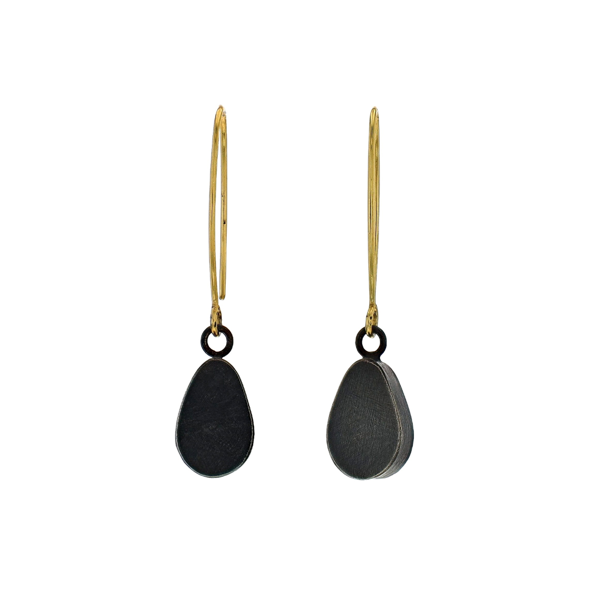 Oxidized and Gold Plated Sterling Silver Teardrop Earrings