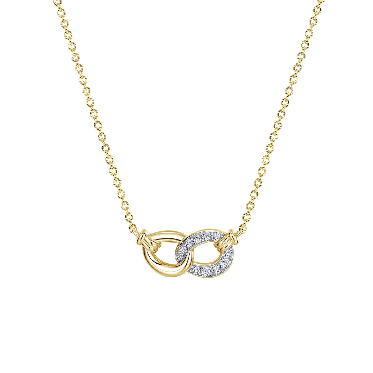 Gold Plated Sterling Silver Cubic Zirconia Linked Necklace