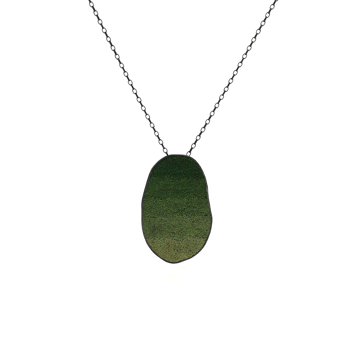 Oxidized Sterling Silver Green Ombre Sand Pendant with Chain