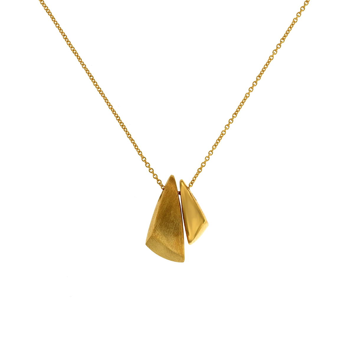 Gold Plated Sterling Silver Triangular Double Pendant with Chain