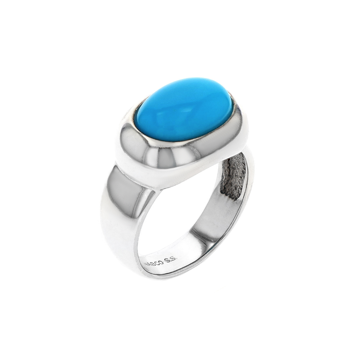 Sterling Silver Oval Cabochon Turquoise Ring