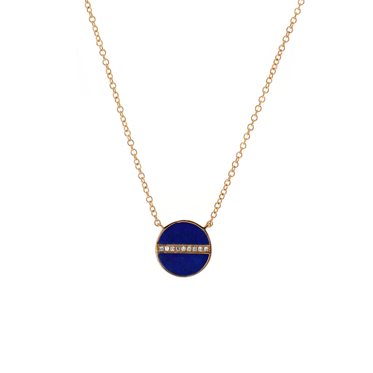 14K Yellow Gold Lapis and Diamond Necklace