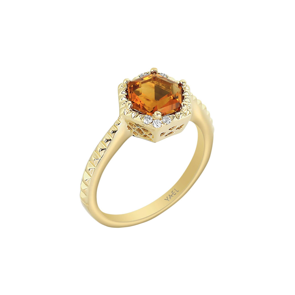 14K Yellow Gold Citrine and Diamond Ring