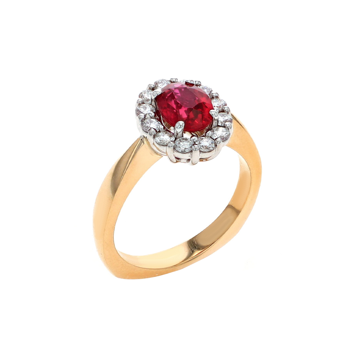 14K Two-Tone Oval Ruby and Diamond Ring