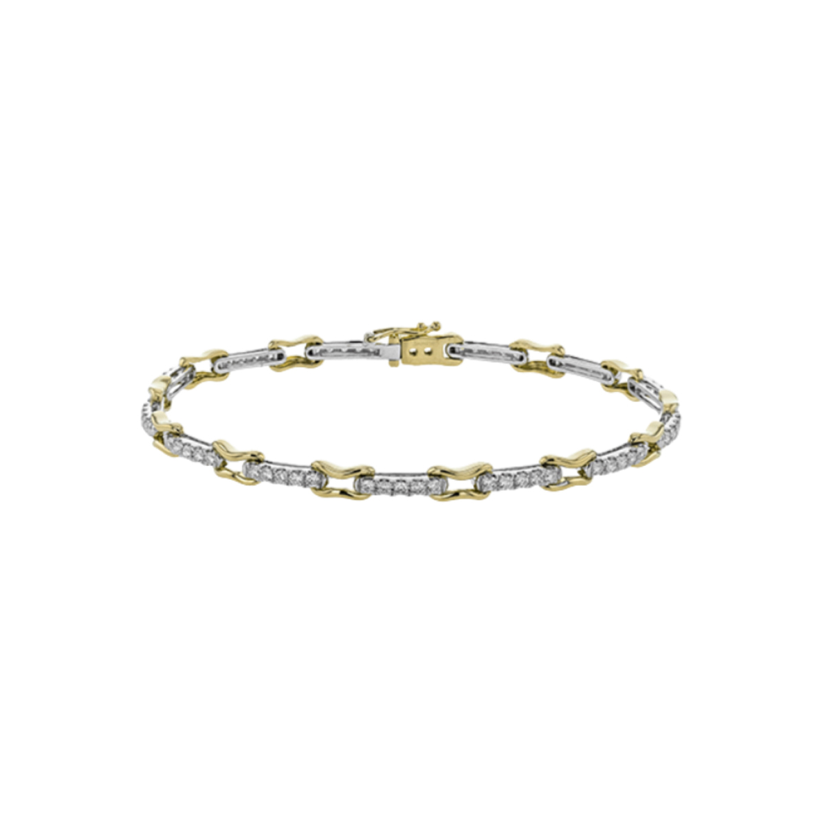 18K Two-Tone 1.39 Carat Diamond Link Bracelet