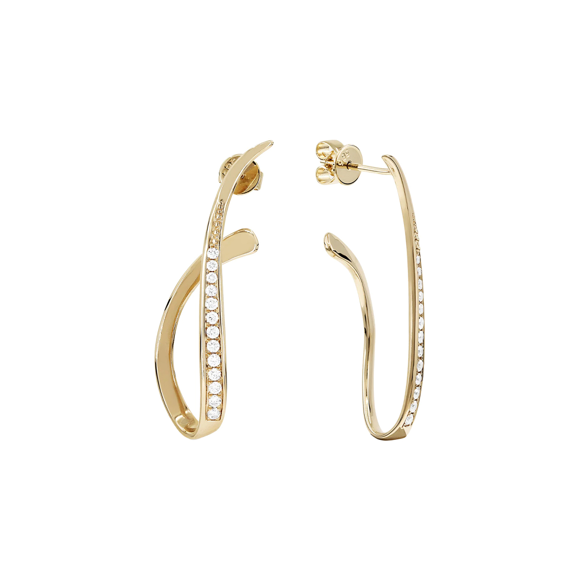 14K Yellow Gold Looped Diamond Earrings