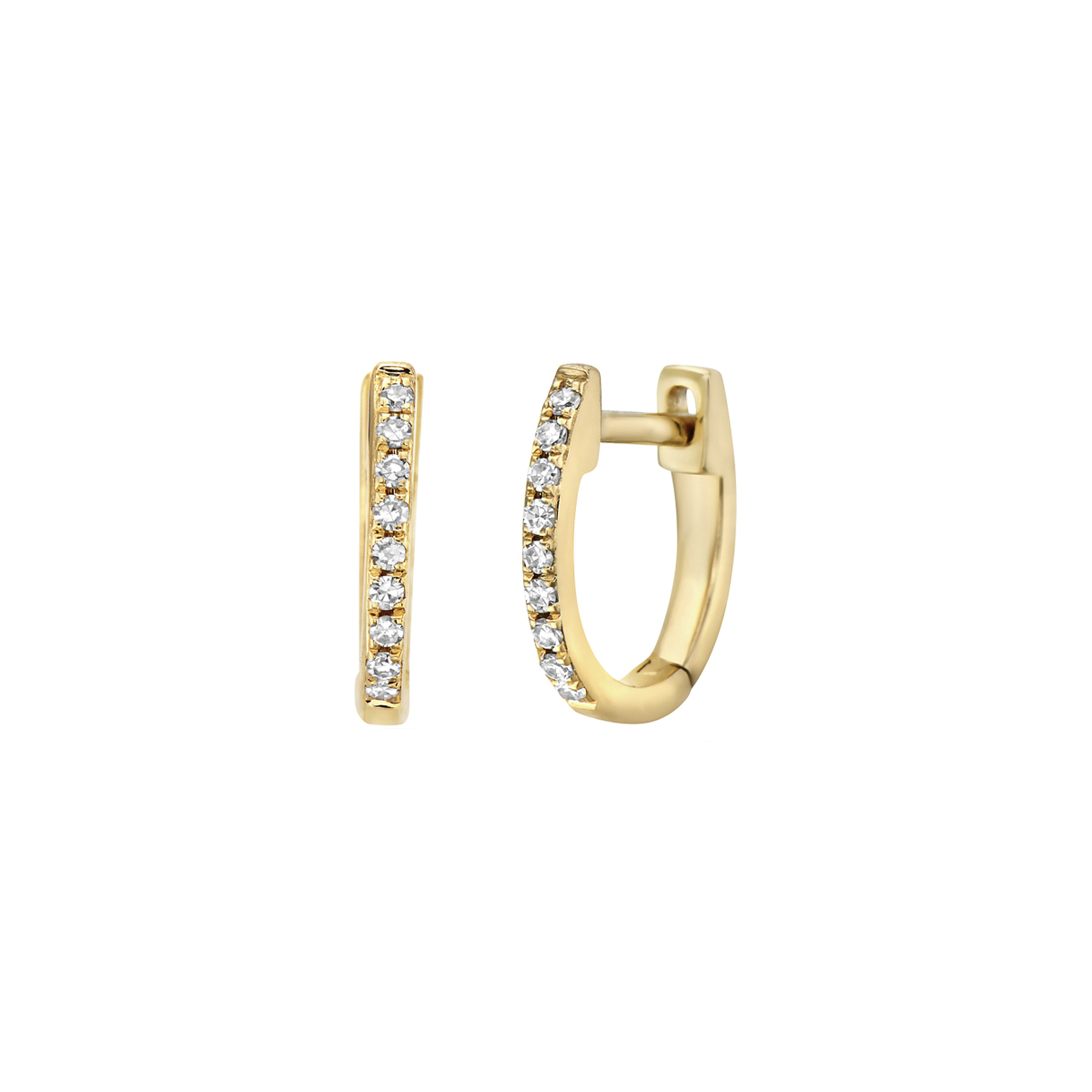 14K Yellow Gold Mini Diamond Huggie Hoop Earrings