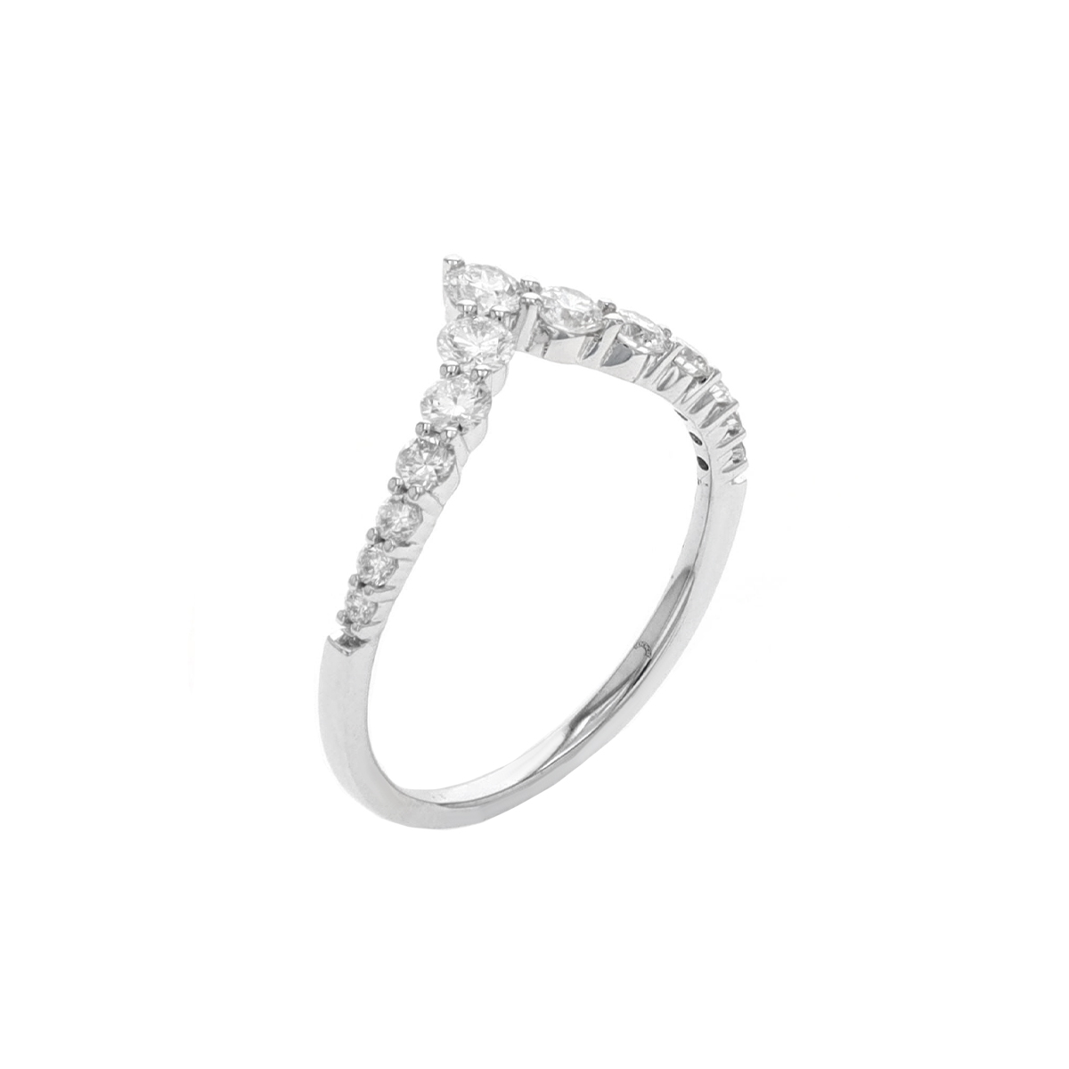 14K White Gold Diamond "V" Ring